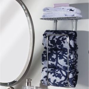 Large Silver Towel holder w/shelf